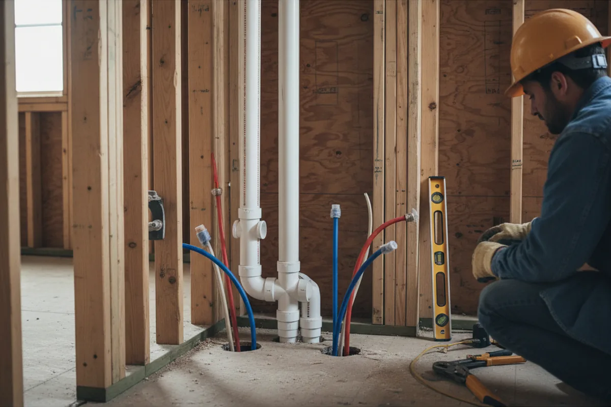 Drain and supply rough-in during Leak Detection in Apollo Beach